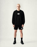 MENS RELAXED SWEATSHIRT - R10 ATH SQ LABEL - BLACK / WHITE