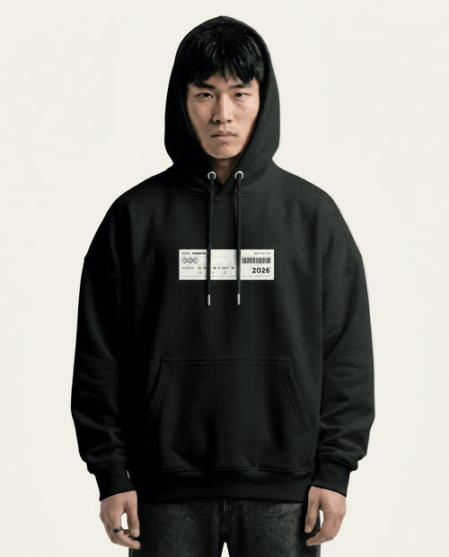 Mens RELAXED HOODIE - RAW10 CARGO 001 - BLACK
